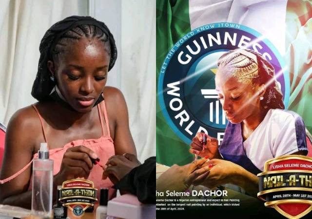 Nail-a-Thon: Lady in 3-Day Artificial Painting Marathon to Break Guinness World Record